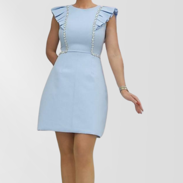 Short Light Blue Dress with Studs