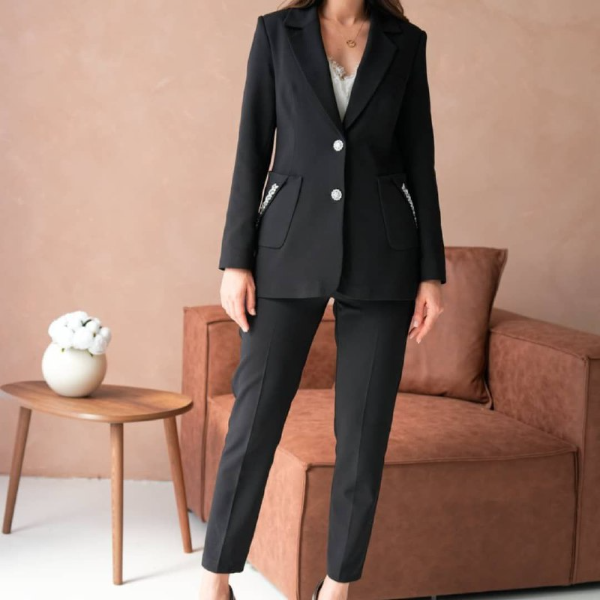 Women 2pcs Black Suit
