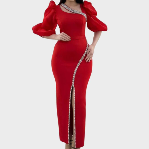 Long Studded Red Dress