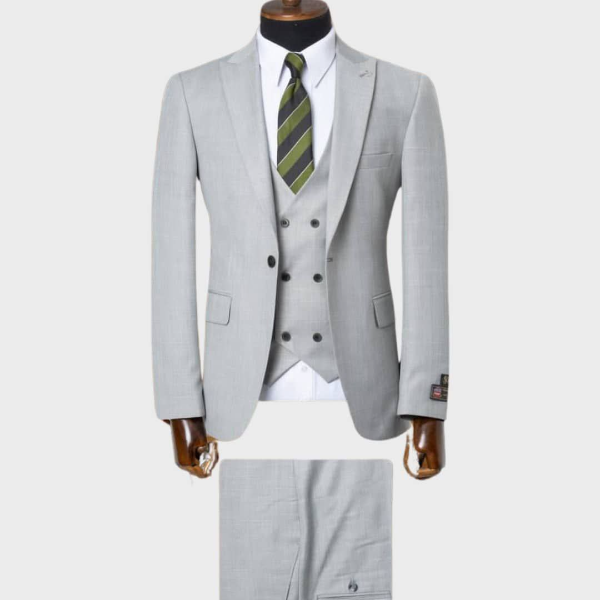 Men  2pcs Grey Suit
