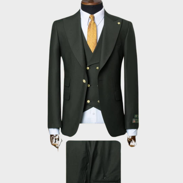 Men  2pcs Dark Green Suit