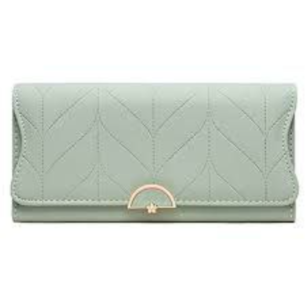 Fashion Plaid Women Leather Wallet - Teal