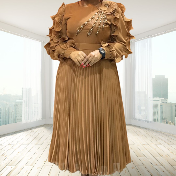 Ezra Brown Pleated sleeves Free Shape Dress