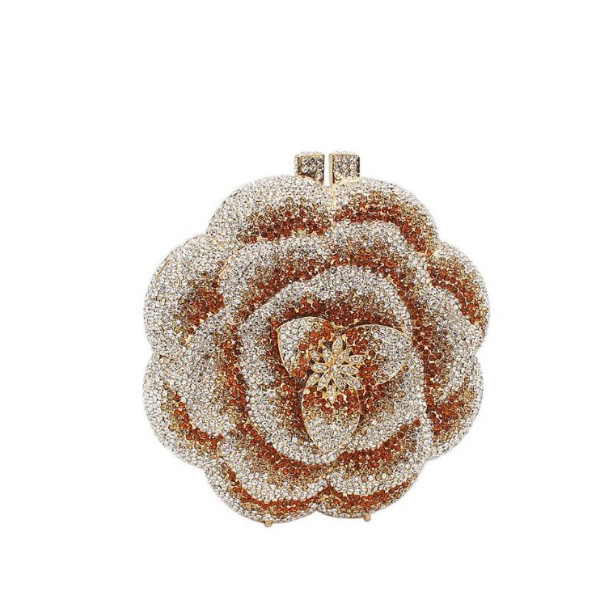 Gold and Silver Floral-Shaped Clutch