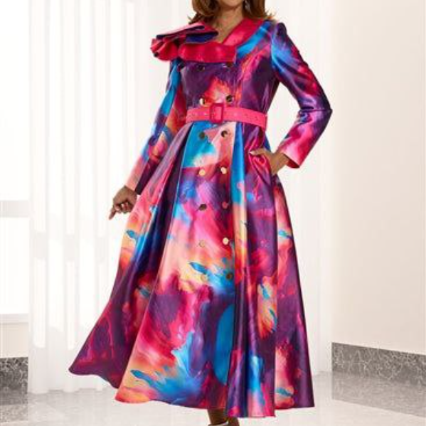 MULTI COLOUR DONNA VINCI DRESS BUTTON UP