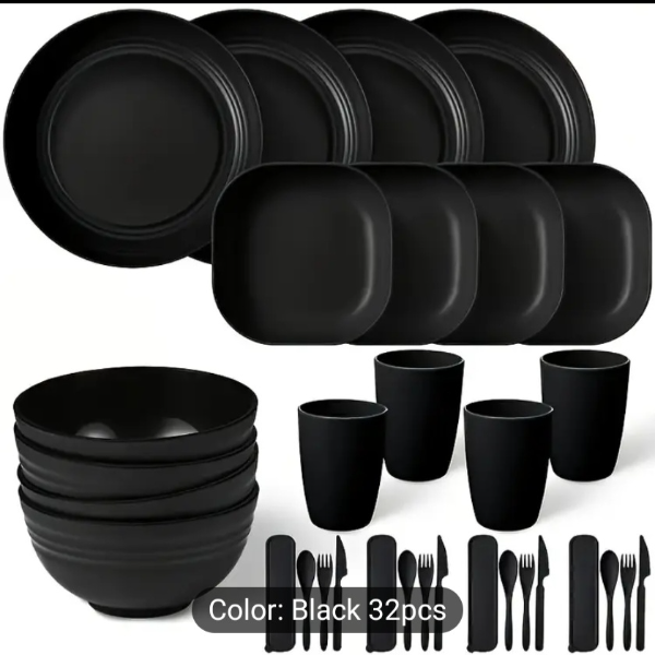 16pcs Black stoneware dinner set