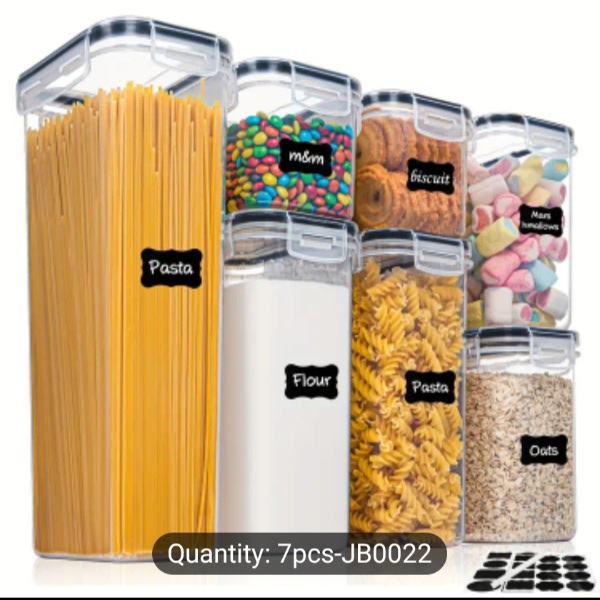 7pcs of food storage container sets with Lids, BPA free plastic dry food canisters.
