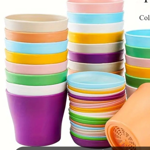 12 colorful plastic dinnerware set, microwave & dishwasher safe, unbreakable.