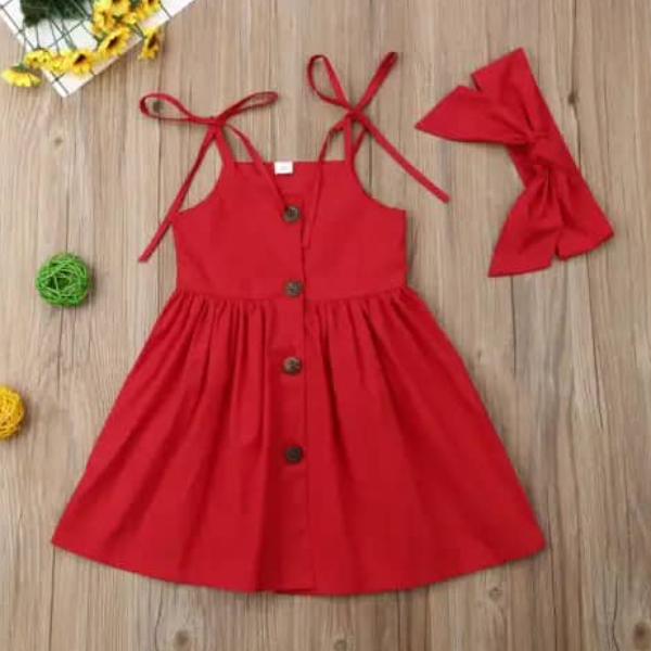 Red rope hand gown and Hairbow