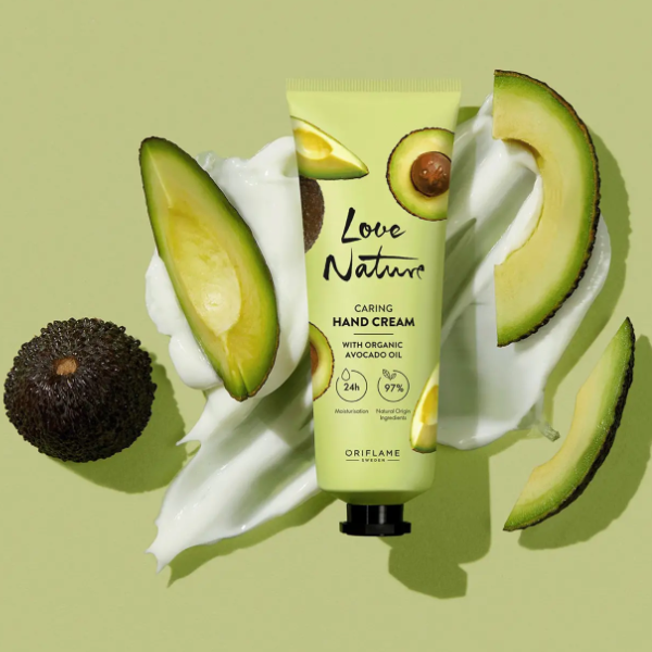 LOVE NATURE CARING HAND CREAM WITH ORGANIC AVOCADO OIL