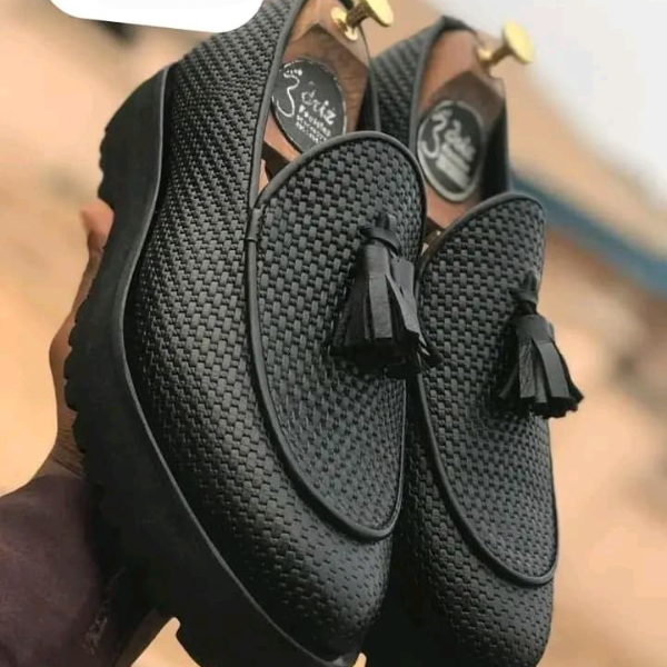 Black Basket Leather Loafer