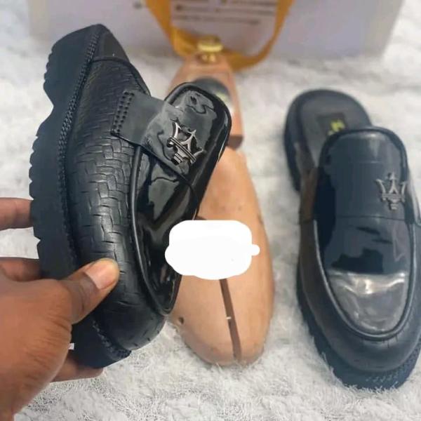 Black cornrow plaited half shoe