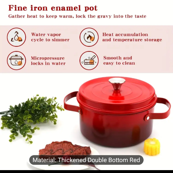 7-quart Enamel coated cast iron Dutch oven pot with Lid